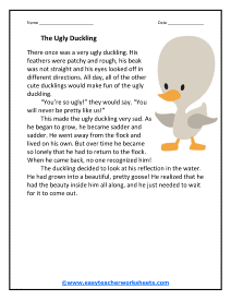 Ugly Duckling Worksheet