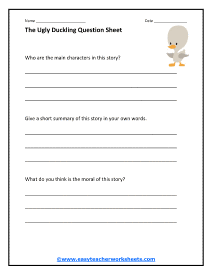 Ugly Duckling Question Worksheet