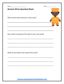 Ancient Africa Question Worksheet