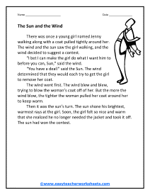 Sun and the Wind Worksheet