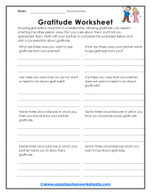 Relationship Worksheets