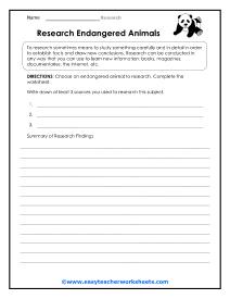 Endangered Animals Worksheet