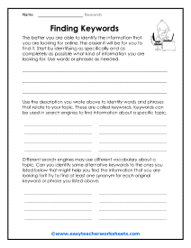 Finding Keywords Worksheet