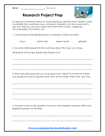 Research Project Prep Worksheet