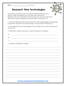 New Technologies Worksheet