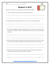 Respect Worksheets