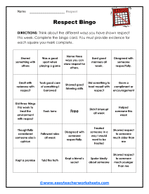 printable worksheets on respect
