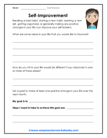 Self Esteem Worksheets