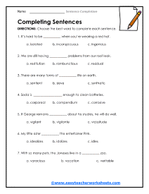 Complete Me Worksheet