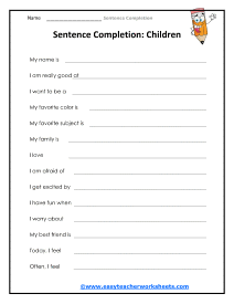 Thoughts on Children Worksheet