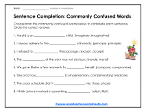 Commonly Confused Words Worksheet