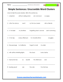 Unscramble Word Worksheet