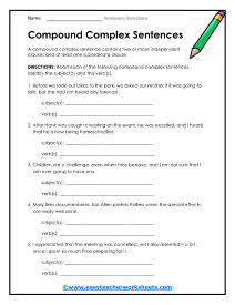 Compound Complex Worksheet