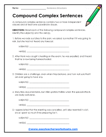 Sentence Structure Worksheets