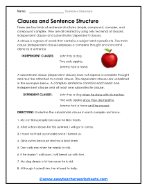 Clauses and Structure Worksheet