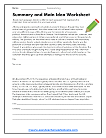 Summarizing Worksheets