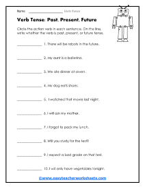 Past Tense Verbs Worksheets