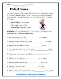 Perfect Tense Worksheet