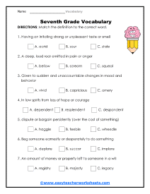 7th Grade Worksheet