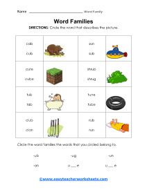 Picture Words Worksheet
