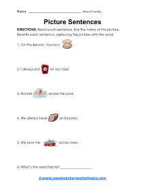 Picture Sentence Worksheet