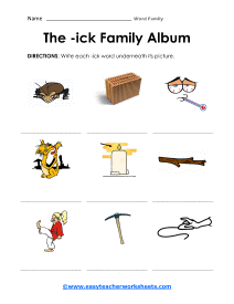 -ick Family Worksheet