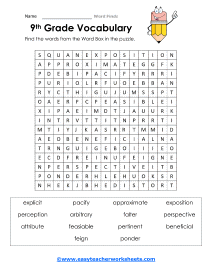 9th Grade Find Worksheet 2