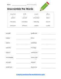 Unscramble Puzzle Worksheet