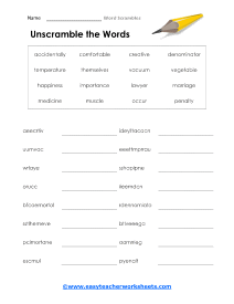 Vocabulary Mix Worksheet