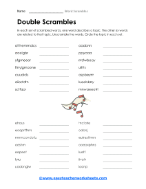 Six Words Worksheet