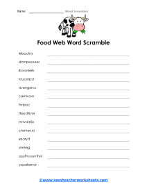 Food Web Worksheet