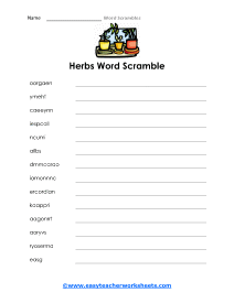 Herbs Worksheet