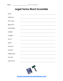 Legal Terms Worksheet