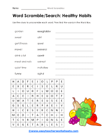 Healthy Habits Worksheet