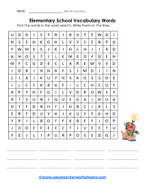 Elementary Vocabulary Worksheet