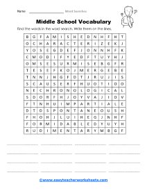 Middle School Worksheet