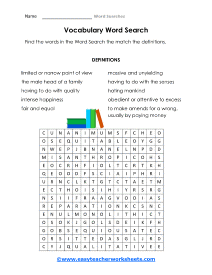 Definition Search Worksheet