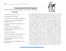 Cooking Terms Worksheet