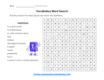 Vocabulary Words Worksheet