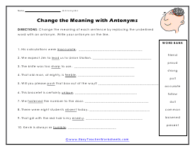 Meanings Worksheet