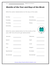 Units of Time Worksheet