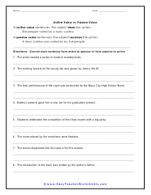 Active vs. Passive Voice Worksheet