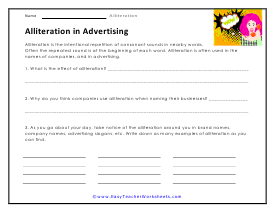 Use in Advertising Worksheet