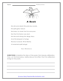 Examples in Poetry Worksheet