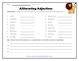Using With Adjectives Worksheet