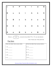 Letter B Search Worksheet