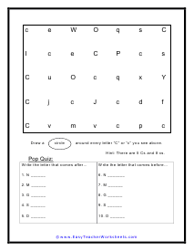 Letter C Search Worksheet