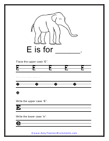 Letter E Writing Worksheet