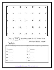 Letter A Search Worksheet