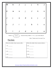 J Letter Search Worksheet